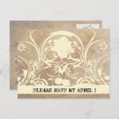 Shabby Lace Parchment RSVP Uitnodiging Briefkaart (Voorkant / Achterkant)