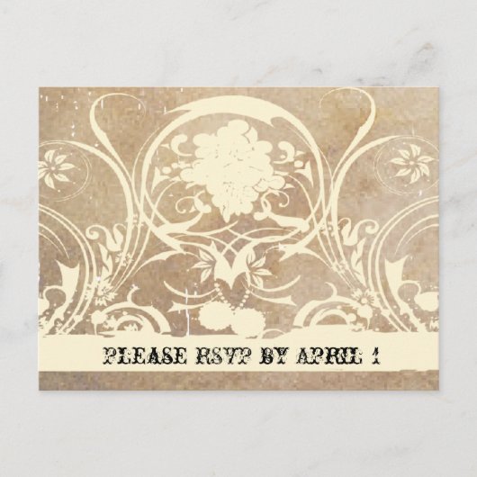 Shabby Lace Parchment RSVP Uitnodiging Briefkaart (Voorkant)