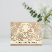 Shabby Lace Parchment RSVP Uitnodiging Briefkaart (Staand voorkant)