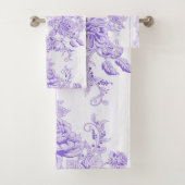 Shabby, lavender, toile, patroon, floral, Victoria Bad Handdoek (Insitu)