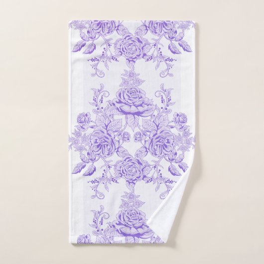 Shabby, lavender, toile, patroon, floral, Victoria Bad Handdoek (Handdoek)