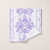 Shabby, lavender, toile, patroon, floral, Victoria Bad Handdoek (Wasdoekje)