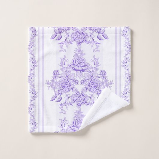 Shabby, lavender, toile, patroon, floral, Victoria Bad Handdoek (Wasdoekje)