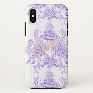 Shabby, lavender, toile, patroon, floral, Victoria Case-Mate iPhone Case