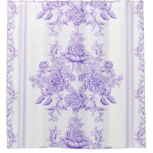 Shabby, lavender, toile, patroon, floral, Victoria Douchegordijn