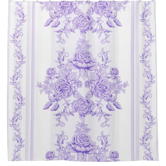 Shabby, lavender, toile, patroon, floral, Victoria Douchegordijn (Voorkant)