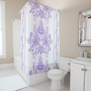 Shabby, lavender, toile, patroon, floral, Victoria Douchegordijn