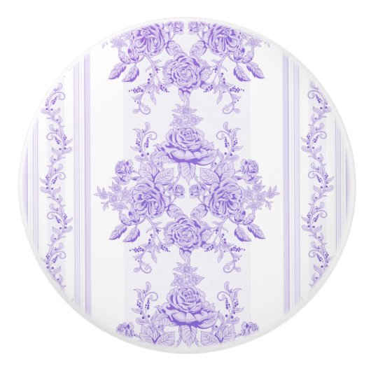 Shabby, lavender, toile, patroon, floral, Victoria Keramische Knop (Voorkant)