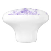 Shabby, lavender, toile, patroon, floral, Victoria Keramische Knop (Zijkant)