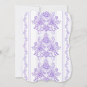 Shabby, lavender, toile, patroon, floral, Victoria Save The Date (Achterkant)