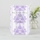 Shabby, lavender, toile, patroon, floral, Victoria Save The Date (Staand voorkant)