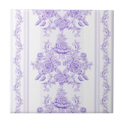 Shabby, lavender, toile, patroon, floral, Victoria Tegeltje (Voorkant)