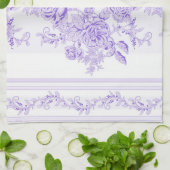 Shabby, lavender, toile, patroon, floral, Victoria Theedoek (Gevouwen)