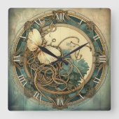 Shabby Nouveau! Vierkante Klok (Voorkant)