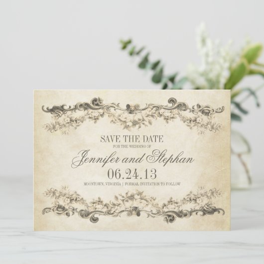 shabby old Save the date ontwerp (Staand voorkant)