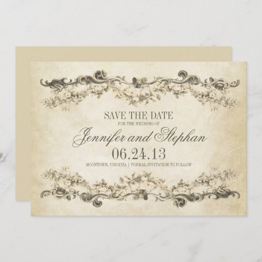 shabby old Save the date ontwerp (Voorkant / Achterkant)