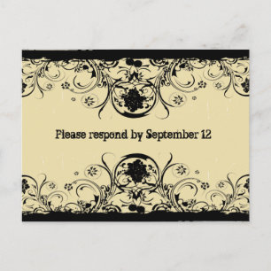 Shabby Old West rsvp briefkaart, gouden tint Uitnodiging Briefkaart