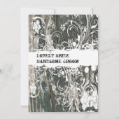 Shabby Old Wood Cream Wedding Invitation Kaart (Achterkant)