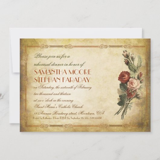 Shabby oud papier repetitie uitnodigingen (Voorkant)