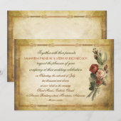 Shabby  oude papieren huwelijksuitnodigingen kaart (Voorkant / Achterkant)