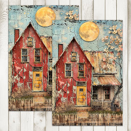 SHABBY OUDE RODE HUIS GEMENGDE MEDIA DECOUPAGE TISSUEPAPIER