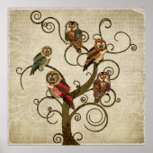 Shabby Owl Tree Art Poster (Voorkant)
