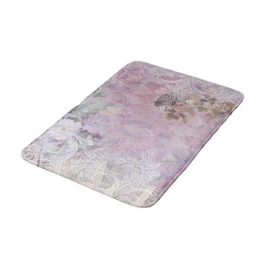 Shabby  Paarse Bloem Badmat (Gekanteld)