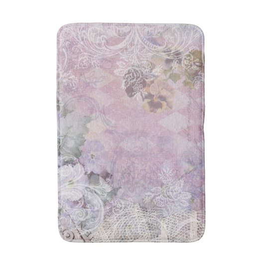 Shabby  Paarse Bloem Badmat (Voorkant Verticaal)