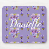 Shabby Paarse Pansy floral Computer Mouse Mat Pad Muismat (Voorkant)