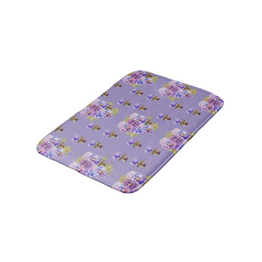 Shabby Paarse Pansy Violet florale bloemen Bath Ma Badmat (Gekanteld)