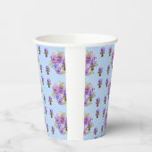 Shabby Pansy Floral Blue Gingham Flowers Girls Papieren Bekers (Links)