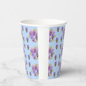 Shabby Pansy Floral Blue Gingham Flowers Girls Papieren Bekers (Rechts)