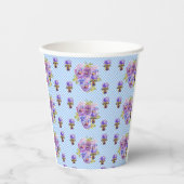 Shabby Pansy Floral Blue Gingham Flowers Girls Papieren Bekers (Voorkant)