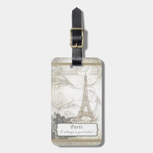 Shabby: Parijs is altijd een goed idee! Bagagelabel (Voorkant verticaal)
