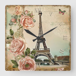 Shabby Paris chique! Vierkante Klok