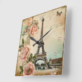 Shabby Paris chique! Vierkante Klok (Hoek)