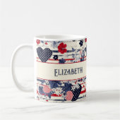 Shabby Patriottische Onafhankelijkheidsdag Bloemen Koffiemok (Links)