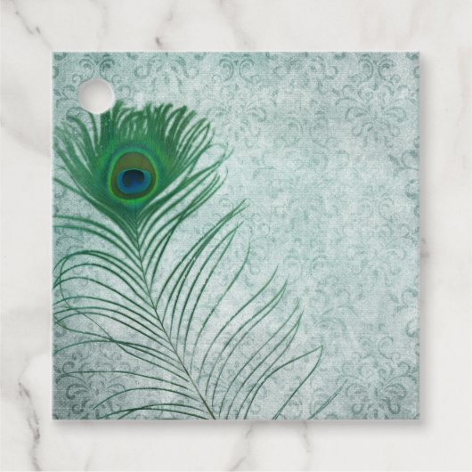 Shabby Peacock Feather Scrapbook Embellishment Bedankjes Labels (Voorkant)