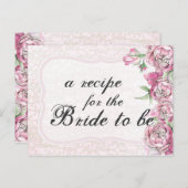 Shabby Peony  Bloemen Chic Bruid Recept Kaart (Voorkant / Achterkant)