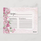 Shabby Peony  Bloemen Chic Bruid Recept Kaart (Achterkant)