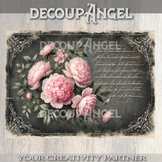 Shabby Peony Elegance Decoupage Tissuepapier