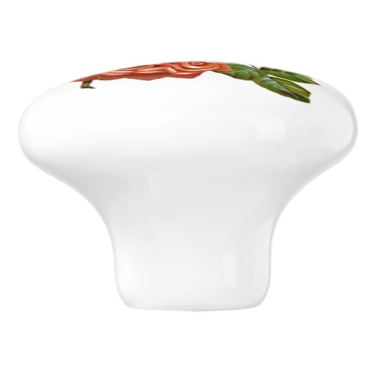 Shabby  perzik en rode rozen meubelknoppen keramische knop (Zijkant)