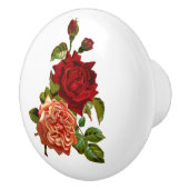 Shabby perzik en rode rozen meubelknoppen keramische knop (Rechts)