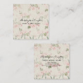 Shabby  Pink Floral Botanisch Vierkante Visitekaartje (Voorkant / Achterkant)