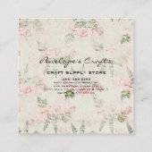 Shabby  Pink Floral Botanisch Vierkante Visitekaartje (Achterkant)