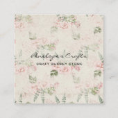 Shabby  Pink Floral Botanisch Vierkante Visitekaartje (Voorkant)