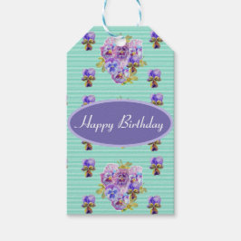 Shabby Pink Floral Party Paarse Stripe Gift Cadeaulabel