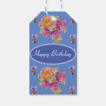 Shabby Pink Floral Roos Blue
