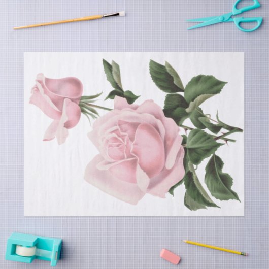  Shabby Pink Floral Rozen Tissuepapier (Craft)