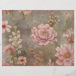 Shabby Pink Floral Scrapbook Perkamentpapier